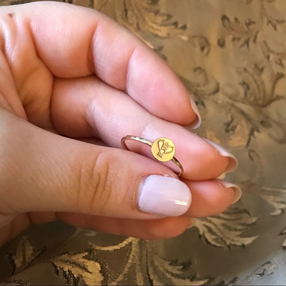14k Gold Hand Stamped Bee Ring